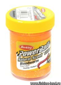 Паста Berkley Natural scent TroutBait Bloodworm Fluo Orange (мотыль) 50гр