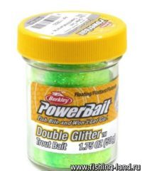 Паста Berkley TroutBait Double Glitter Twist Green/White/LemonYellow 50гр
