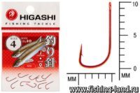 Крючок Higashi Sode Ringed №4 Red (уп. 10шт)
