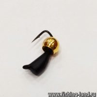 Мормышка вольфрамовая Гвоздик d2 черный, 0.3гр шарик золото