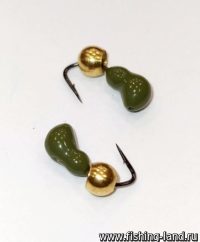 Мормышка свинцовая "Муравей двухголовый" латунь 0,40гр, L=6мм олива