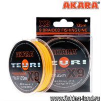 Шнур Akara Teuri X-9 Yellow-Orange 135m 0,10